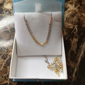 NWOT 925 Italian Sterling Silver Tri-Color Chain Necklace
